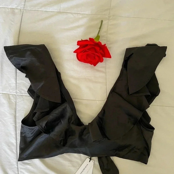 WeWoreWhat satin ruffle crop top - Picture 9 of 13